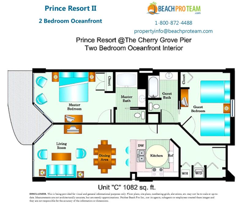 Prince Resort II Floor Plan C - 2 Bedroom Oceanfront